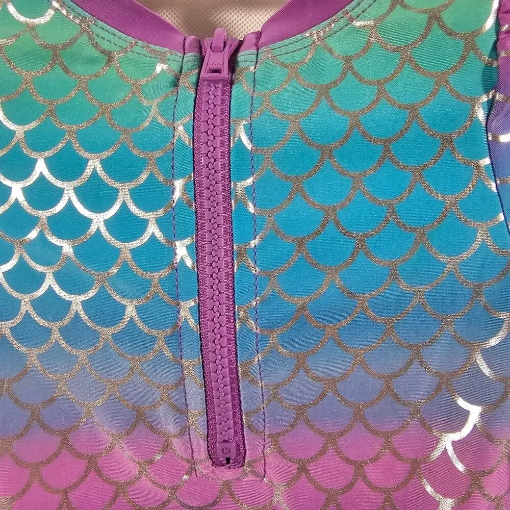 Cat & Jack One-piece Long-sleeved Swimsuit Rash Guard Mermaid Baby 12M